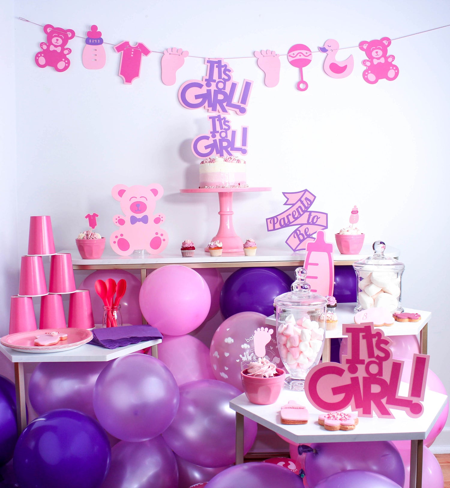 Coffret sur mesure baby shower "fille", la boîte unique de fête tout prête ! Fete prenatale - girl baby shower