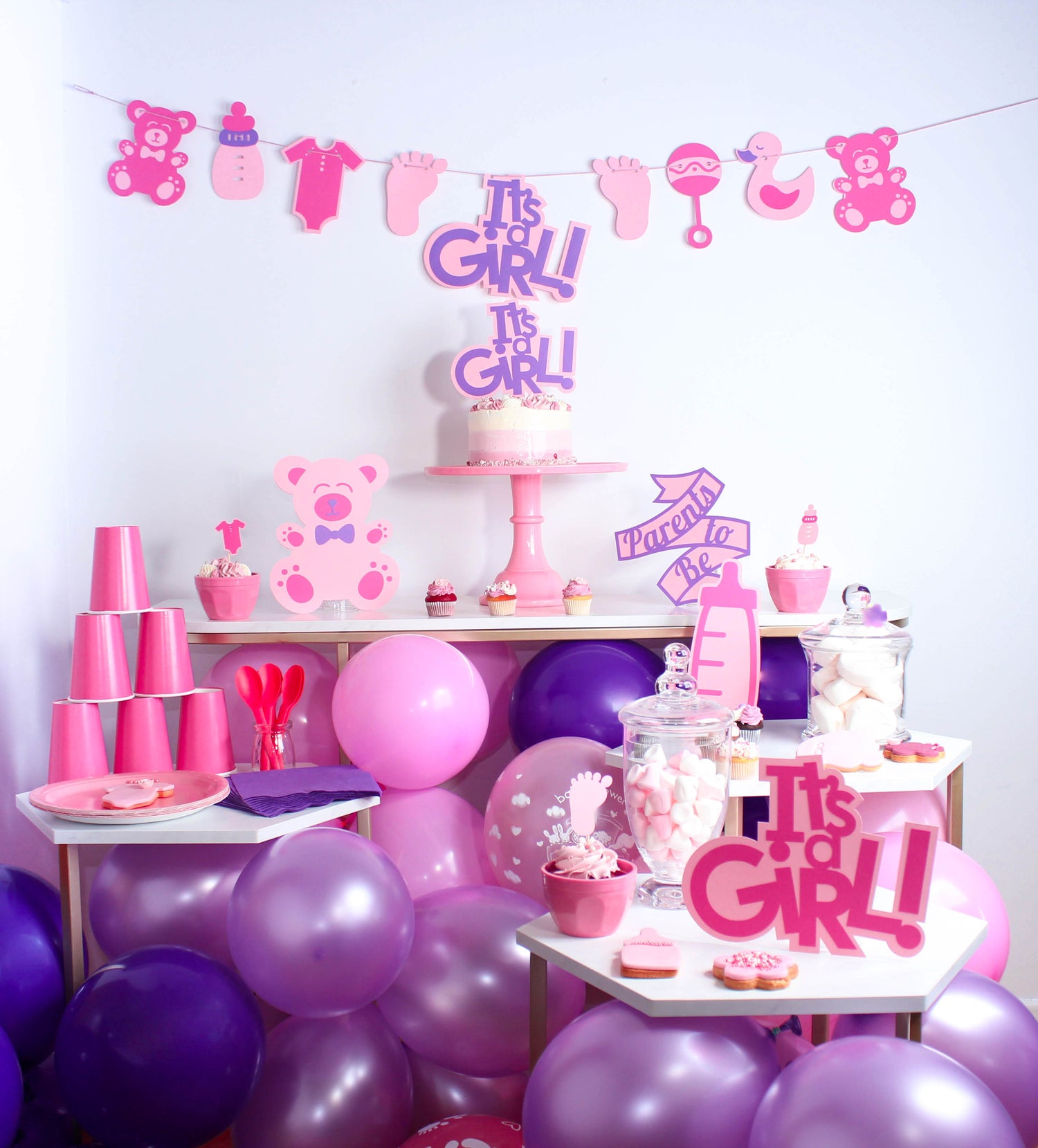Coffret sur mesure baby shower "fille", la boîte unique de fête tout prête ! Fete prenatale - girl baby shower