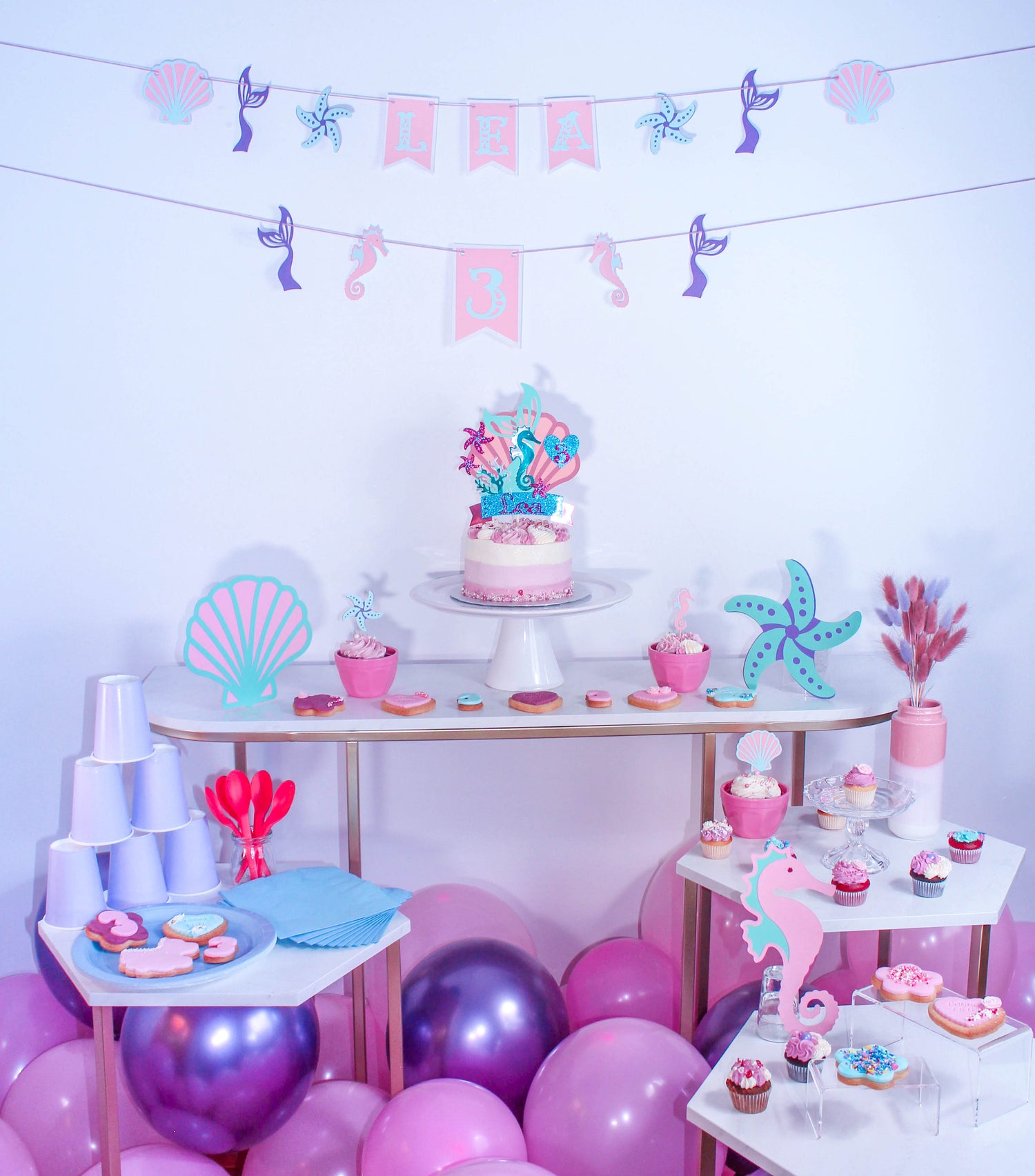 Coffret anniversaire sur mesure sirene - mermaid birthday party - Un an a la fois, specialiste des fetes d'enfants à montreal